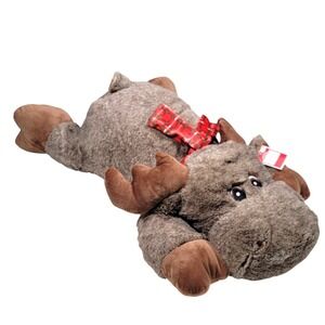 Holiday Time Floppy Pal Plush Reindeer 29"‎ Brown Red Plaid Scarf Christmas Gift
